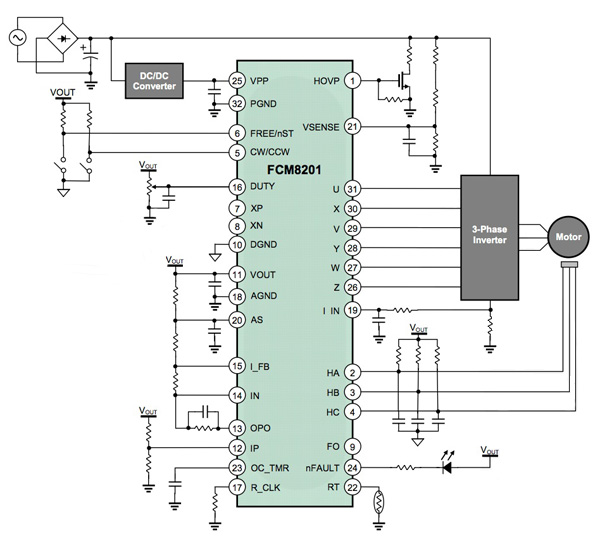 Fairchild FCM8201 BLDC motor controller Fairchild FCM8201 BLDC motor controller